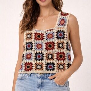 Boho Crochet Patchwork Tank Top